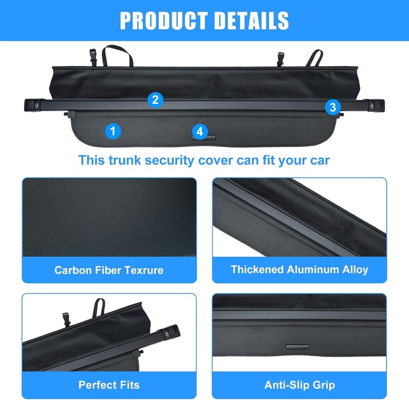 AUXKO Retractable Cargo Cover for Honda CRV 2023-2026, Trunk Cover Shade Cover for 2025 2026 Honda CRV, Shielding Shade Anti-Peeping Luggage Privacy Screen,Carbon Fiber(NOT for Sport Touring Hybrid) - Image 5
